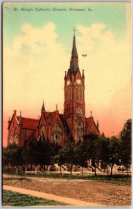 St. Mary's Catholic Church Remsen Iowa IA Parish Religious Building Postcard