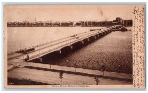 1906 Harvard Bridge Boston To Cambridge Trolley Highway MA Embossed Postcard