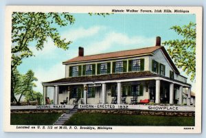 Irish Hills Michigan Postcard Historic Walker Tavern Exterior View c1940 Vintage