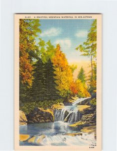 Postcard A Beautiful Mountain Waterfall In Mid Autumn North Carolina USA