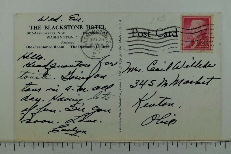 The Blackstone Hotel, Washington D.C. Vintage Postcard P55