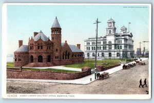 c1920 Cositt Library Post Office Building Clock Tower Memphis Tennessee Postcard