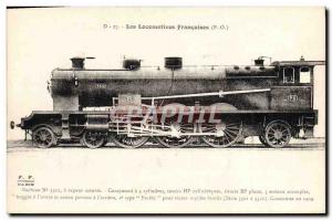 Postcard Old Train Locomotive 3512 Steam Machine saturated