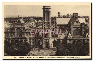 Postcard Former Mayor of Paris 1st District and the Church of St. Germain Aux...