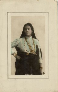 PC CPA EGYPT, TYPES, NUBIENNE, VINTAGE TINTED REAL PHOTO POSTCARD (b8928)