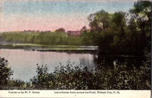 View of School House Across the Pond, Wilmot Flat NH Vintage Postcard M74