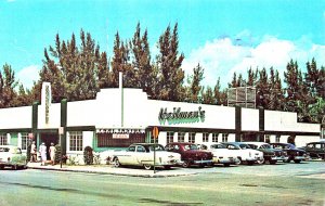 Clearwater Beach FL Heilman's beachcomber Restaurant,  Old Cars, Postcard