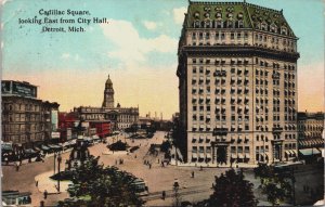 Cadillac Square Looking East From City Hall Detroit Michigan Postcard C164