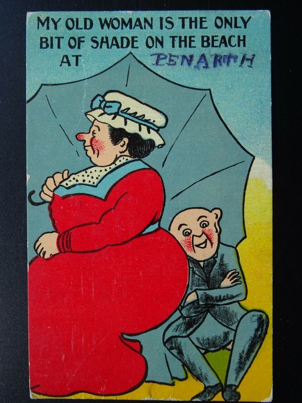 Wales Cardiff PENARTH My Old Woman is the only bit of Shade c1913 Comic Postcard