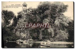 Old Postcard Paris Buttes Chaumont The rock and lake