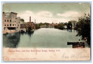 c1905's Nashua River West From Main Street Bridge Nashua NH Unposted Postcard