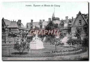 Old Postcard Paris Square and Musee de Cluny
