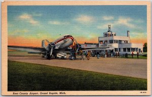 1953 Kent County Airport Grand Rapids Michigan Central Airline Posted Postcard