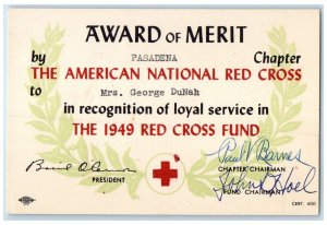 c1940's Award Of Merit American National Red Cross Pasadena California Postcard