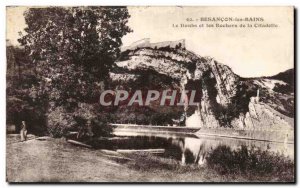 Old Postcard Besacon Les Bains Le Doubs and Rocks Citadel