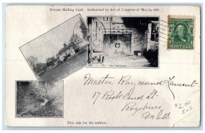 1904 Brook Whittiers Birthplace Fireplace Multiview Haverhill Mass MA Postcard