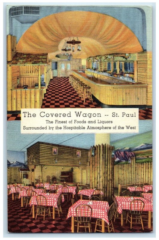 c1950's The Covered Wagon Wine Bar Multiview St. Paul Minnesota MN Postcard