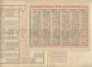 230207 WWII GERMAN folding calendar 1943 year