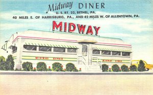 Bethel PA Midway Diner U.S. 22 Home Made Pies Linen Postcard