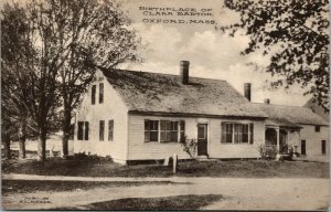 Vtg Birthplace of Clara Barton Home Residence Oxford Massachusetts MA Postcard