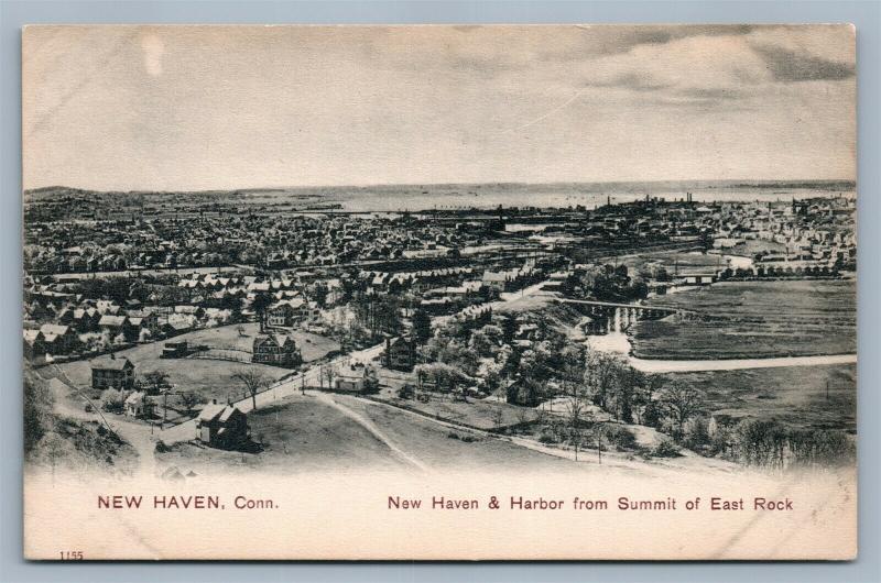 NEW HAVEN CT FROM SUMMIT of EAST ROCK UNDIVIDED ANTIQUE POSTCARD