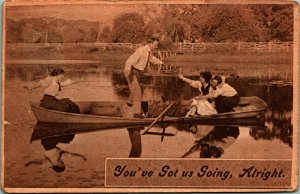 Romance Comic Rocking the Boat You've Got Us Going Alright 1910 DB Postcard