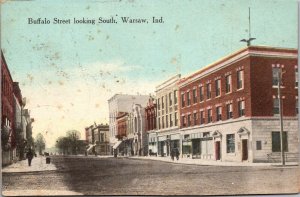 Postcard Buffalo Street, Looking South in Warsaw, Indiana
