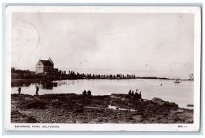 1909 Swimming Pond Bathing Station Saltcoats Scotland RPPC Photo Postcard