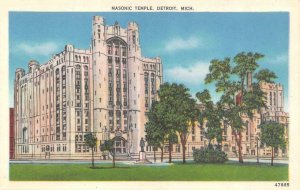 DETROIT, MI Michigan  $8,000,000 MASONIC TEMPLE~Fraternal Organization  Postcard