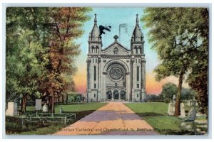 1907 St. Boniface Cathedral and Church Yard Manitoba Canada Postcard