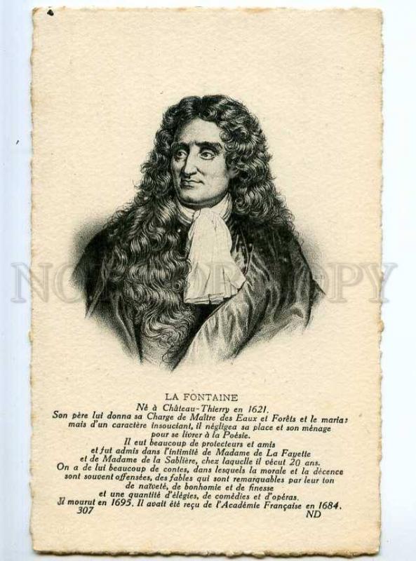 234203 LA FONTAINE famous French fabulist POET Vintage PC