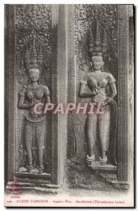 Old Postcard Ruins Dangkor Angkor Wat Bas Reliefs Thevadas lotus Saigon