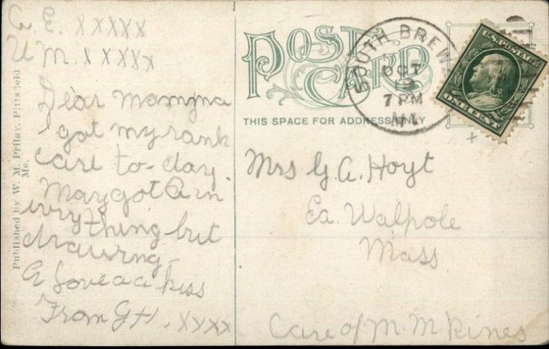 Bridge Between Oldtown & Milford ME c1910 Postcard