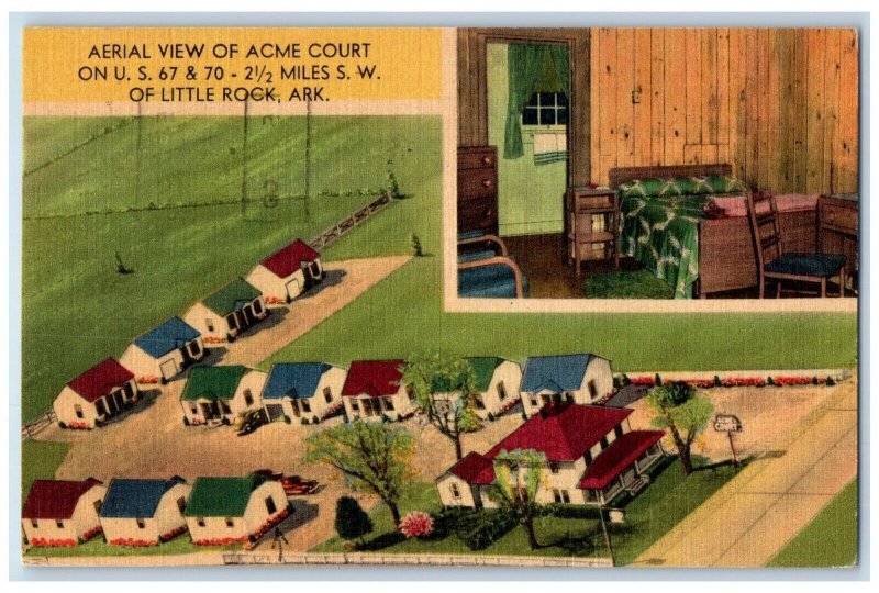 Little Rock Arkansas AR Postcard Aerial View Acme Court Multiview 1948 Vintage