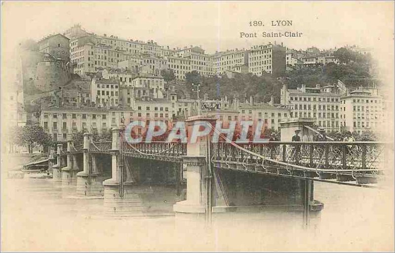 Old Postcard Lyon bridge saint clair (map 1900)