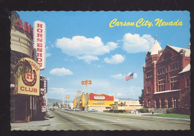 CARSON CITY NEVADA DOWNTOWN STREET SCENE HORSESHOE CLUB CASINO POSTCARD