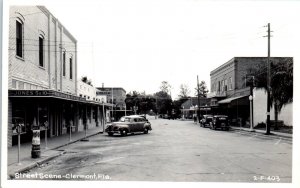 1940s Street Scene Clermont Florida Old Cars Real Photo Postcard 2-F-403