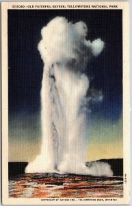 Old Faithful Geyser Yellowstone National Park Famous Attraction Postcard