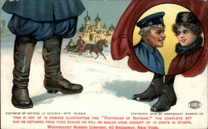Woonsocket Rubbers Shoes Ad Design 10 Russia c1910  Vintage Postcard