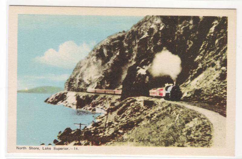 Railroad Train North Shore Lake Superior Canada postcard