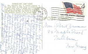 Vintage Postcard 1959 Emerald Bay Lake Tahoe Scenic South Shore California CA