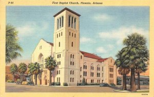 PHOENIX, Arizona AZ    FIRST BAPTIST CHURCH    c1940's Curteich Linen Postcard