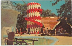 Peppermint Slide SANTA'S VILLAGE Candy Cane Dundee, IL Skyforest c1960s Postcard
