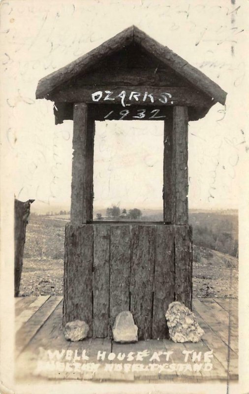 RPPC Well House, Shelton Novelty Stand, Ozarks Branson, MO 1932 Vintage Postcard