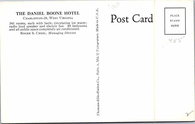 Postcard HOTEL SCENE Charleston West Virginia WV AM7047