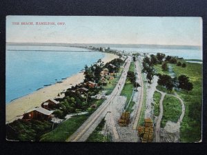 Canada ONTARIO Hamilton THE BEACH & RAILWAY c1909 Postcard by C.S.C. J.B. Gay