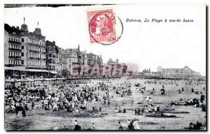 Old Postcard Ostend Belgium The beach at low tide