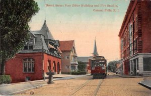 Central Falls Rhode Island Broad Street Post Office and Fire Station PC AA43839