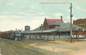 Postcard Iowa Marshalltown Union Railroad Depot C-1910 Kwin & CO 23-7630