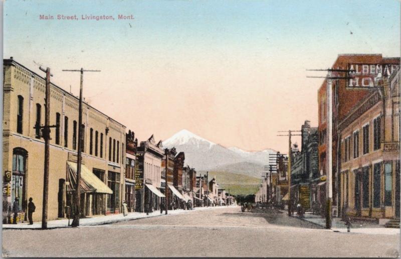 Main Street Livingston Montana MT Unused c1915 Postcard E14 